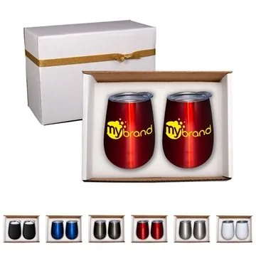 Image of 10 Custom Duo Vacuum Stemless Wine Tumbler Gift Set - Double Wall ...