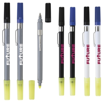 Image of 150 Customized Dri Mark Double Header Highlighter Ball Pen Combo - ...