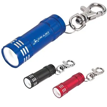 Image of 100 Customized Mini Aluminum LED Flashlight With Key Clip - 3 LED