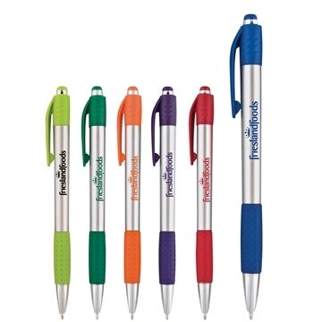 Image of 300 Custom Fusion Silver Gripper Pen - Rubber Grip