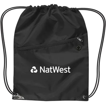 Image of 150 Custom Drawstring Backpack w/Zipper - 210D Polyester