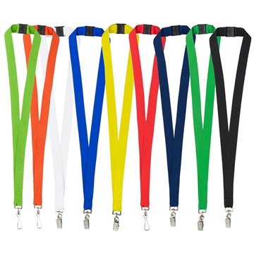 OWEN 3/4 Blank Lanyard with Breakaway Safety Release Attachment - Bulldog Clip - Polyester