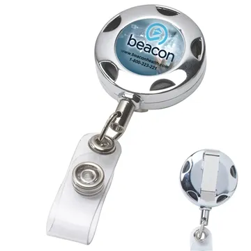 TIFFIN 32 Cord Round Chrome Solid Metal Sport Retractable Badge Reel & Badge Holder - Heavy Duty
