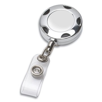 TIFFIN 32 Cord Round Chrome Solid Metal Sport Retractable Badge Reel & Badge Holder - Heavy Duty