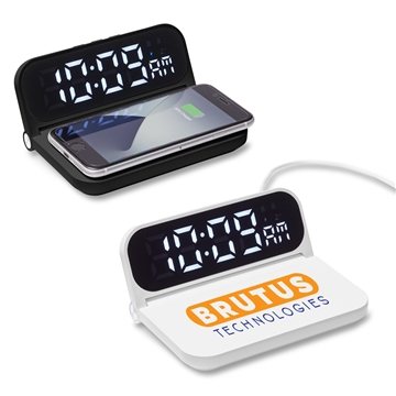 Foldable Alarm Clock & Wireless Charger - Fast Charge & Brightness Control