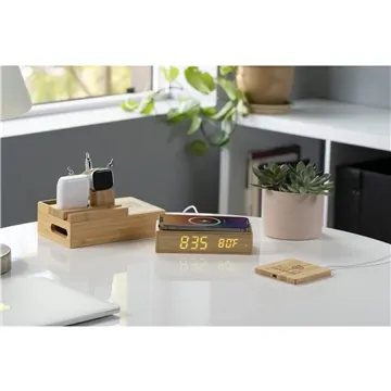 Image of 40 Custom FSC Bamboo Wireless Charging Pad with Dual Outputs - 5W ...