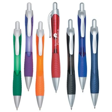 Image of 250 Promotional Rio Ballpoint Pen With Contoured Rubber Grip - ...