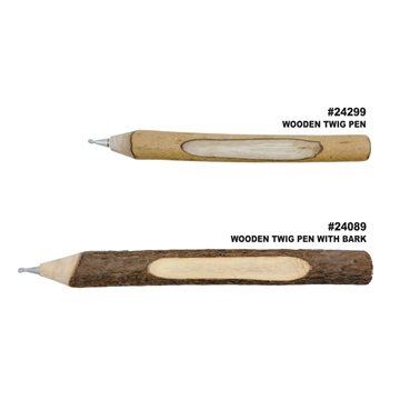 Image of 150 Customized Wooden Twig Pen with Bark - Natural Wood