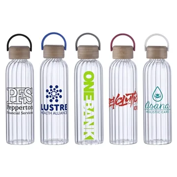 25 Custom Eos 21 oz Glass Bottle w/ Bamboo Lid - Leak-Proof & ...