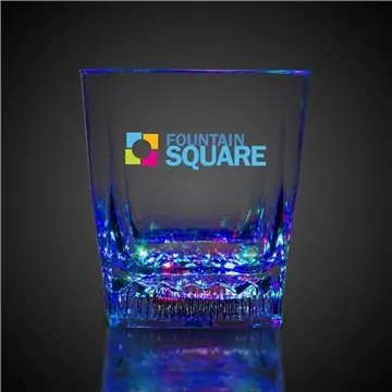 Image of 96 Promotional 10 oz Square Bottom LED Rocks Glass - Color ...