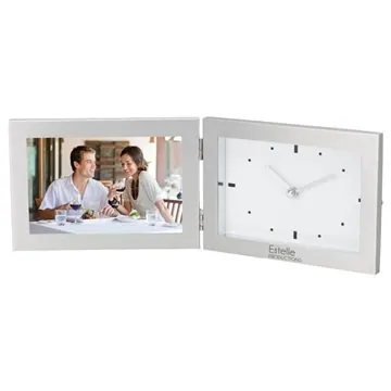 Image of 25 Promotional Antimo Clock & Photo Frame - Brushed Aluminum