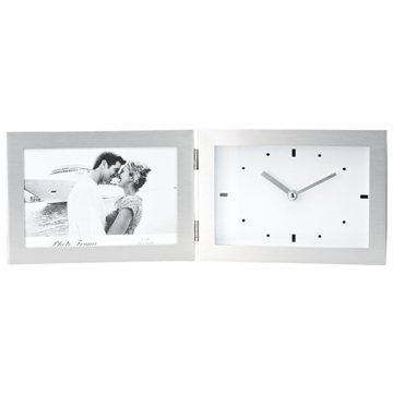 Antimo Clock & Photo Frame - Brushed Aluminum