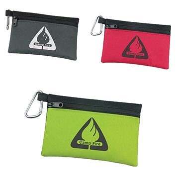 Two-tone Polyester Zip Tote with Carabiner - 600D