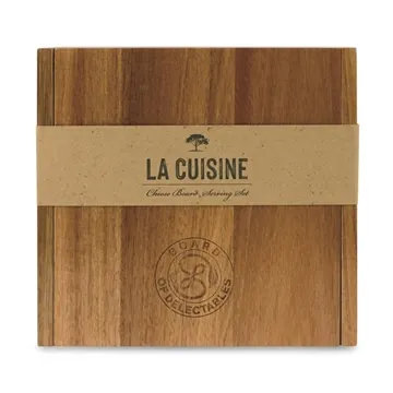 Image of 10 Custom La Cuisine Cheese Board with Serving Set - Acacia Wood & ...