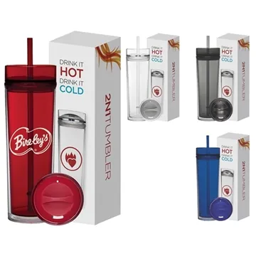 Image of 72 Customized 16 oz Tube Tumbler Hot & Cold Gift Set - Double Wall ...