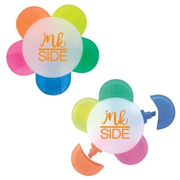 Image of 200 Custom Flower Highlighter - 5 Neon Colors & Chisel Tip