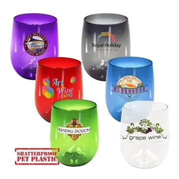 Image of 100 Customized 12 oz Plastic Stemless Wine Glass, Full Color ...
