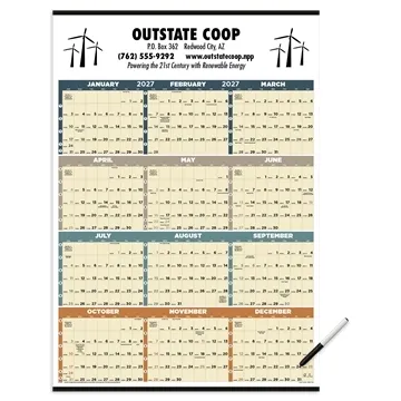 Triumph® Calendars Time Management Span-A-Year (Laminated w/Marker) Calendar - Write On Wipe Off