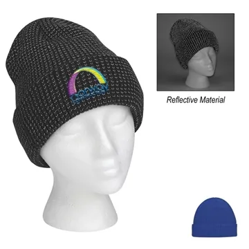 Image of 25 Customized Go & Glow Reflective Beanie With Cuff - Acrylic & ...