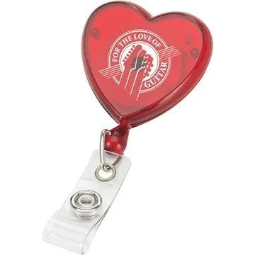 Image of 100 Custom Heart Shaped Retractable Badge Reel Holder - 34" Cord