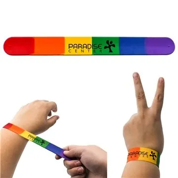 Image of 300 Customized Rainbow Slap Bracelet - Snap Action