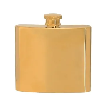 Image of 50 Promotional 5 oz Stainless Steel Gold Plated Hip Flask