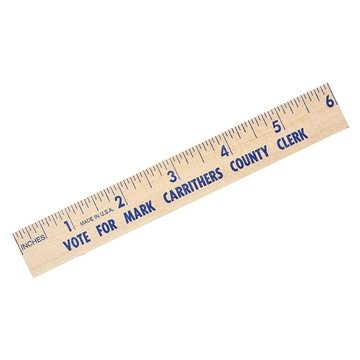 Image of 500 Custom 6" Natural Finish Flat Wood Ruler - English Scale