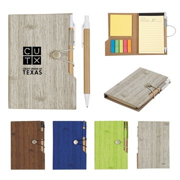 Image of 100 Customized Woodgrain Look Notebook With Sticky Notes And Flags ...