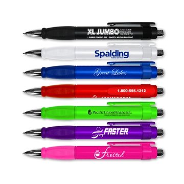 Image of 250 Custom XL Jumbo Retractable Pen with Rubber Grip - Translucent