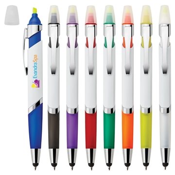 Image of 125 Promotional Cynthia 3-In-1 Ballpoint Pen Stylus Highlighter