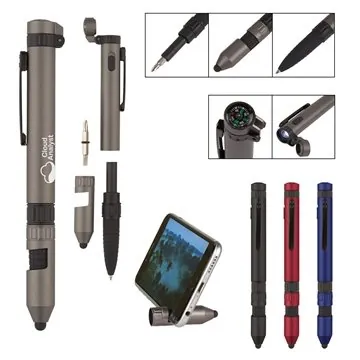 Image of 100 Customized 6-In-1 Quest Multi Tool Pen - LED & Stylus