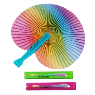 Image of 300 Promotional Rainbow Folding Fan - Collapsible & Compact
