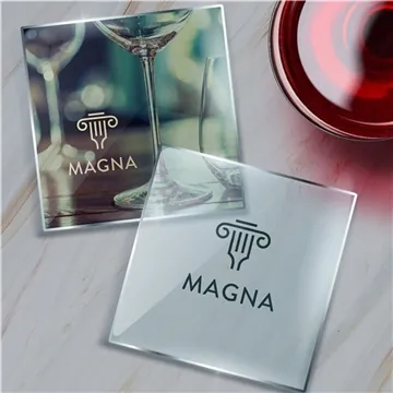 Image of 100 Customized Square Glass Coasters: Single - Non-Porous