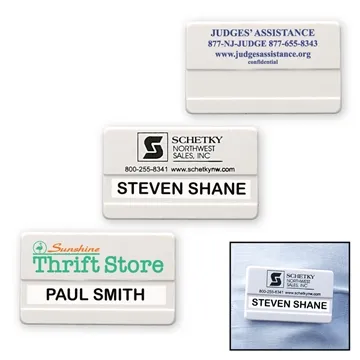 Image of 250 Custom Large Plastic Name Badge with Safety Pin