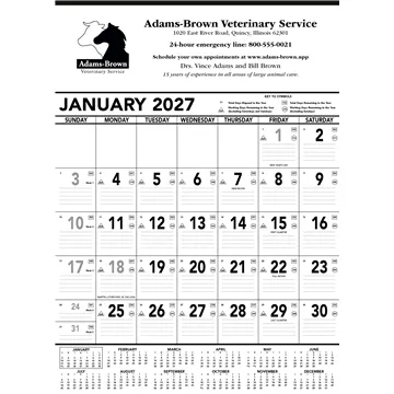 Triumph® Calendars Black & White Contractor Memo Calendar - SFI Certified