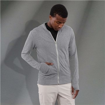 Men's GARNER Lightweight Knit Full Zip Hoodie with Thumb Holes - Cotton Blend