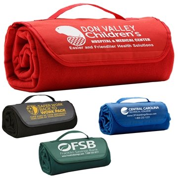 Image of 50 Custom "READY TO ROLL" Roll Up Fleece Blanket - Polyester & ...