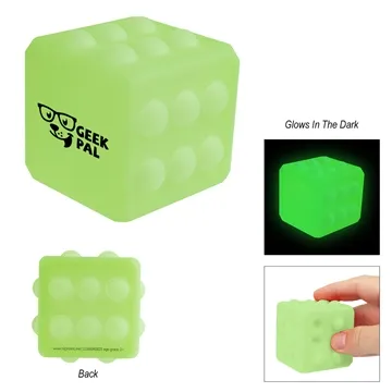 Glow-In-The-Dark Push Pop Cube - Silicone & Stress Relief