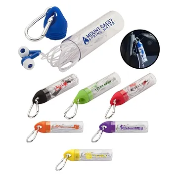 200 Promotional Melodia Stereo Earbuds - 46" Cord & Carabiner Case