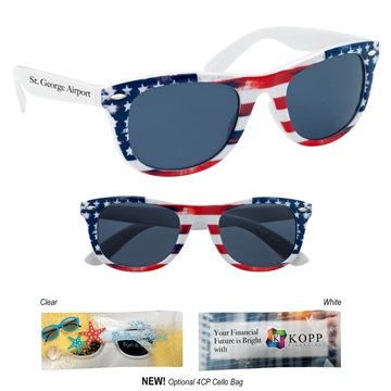 Image of 100 Promotional Patriotic Malibu Sunglasses - UV400 Protection