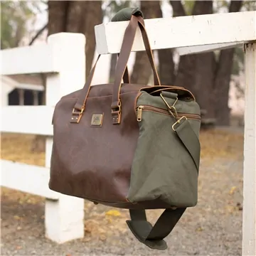 Image of 1 Customized Danville Duffel - Vegan Leather & Canvas