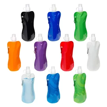 Image of 200 Promotional Flex Foldable 16 oz Water Bottle with Carabiner - ...