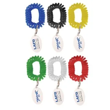 Image of 250 Customized Bracelet Wrist Coil w/Tag Keyring - Stretchable & ...