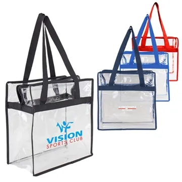 Transparent Zippered Stadium Tote Bag