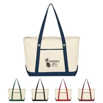 Image of 12 Promotional Large 12 oz. Cotton Canvas Sailing Tote Bag - ...