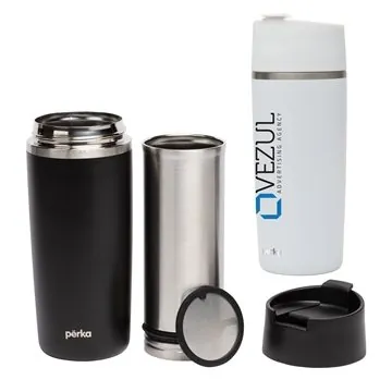 Image of 12 Promotional Perka Macchiato 12 oz Double Wall Coffee Tea Press ...