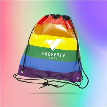 Image of 150 Custom Jumbo Rainbow Backpack with Drawstring Closure Bag - ...