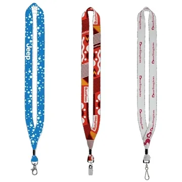 Image of 100 Customized 3/4" Dye-Sublimated Lanyard with Silver Tone Metal ...