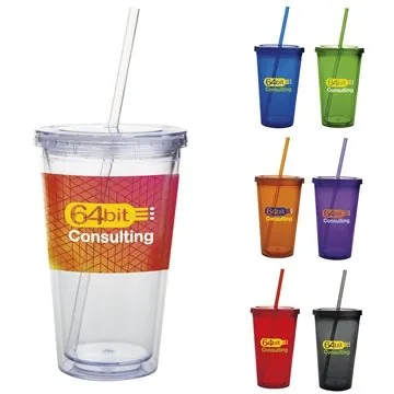 Image of 48 Promotional Double Wall Acrylic Tumbler - 18 oz - Sweatproof & ...