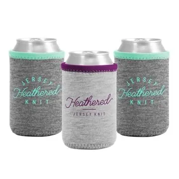 Image of 50 Promotional Liam Heathered Jersey Knit Neoprene Can Insulator - ...